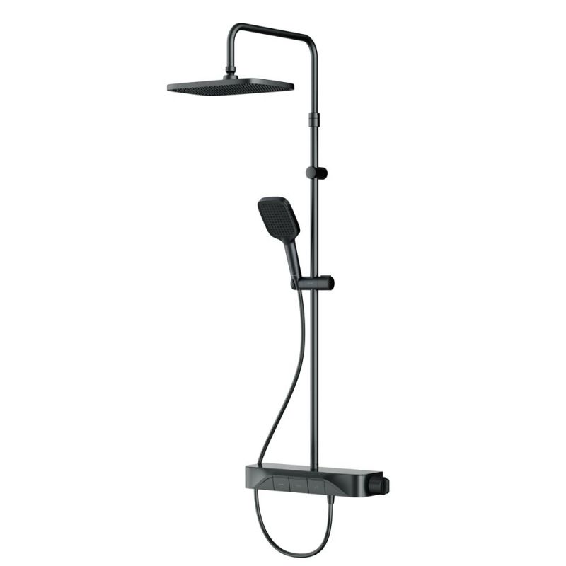 Душевая система с душевым смесителем-полкой и термостатом AM.PM Func F078F222, черный