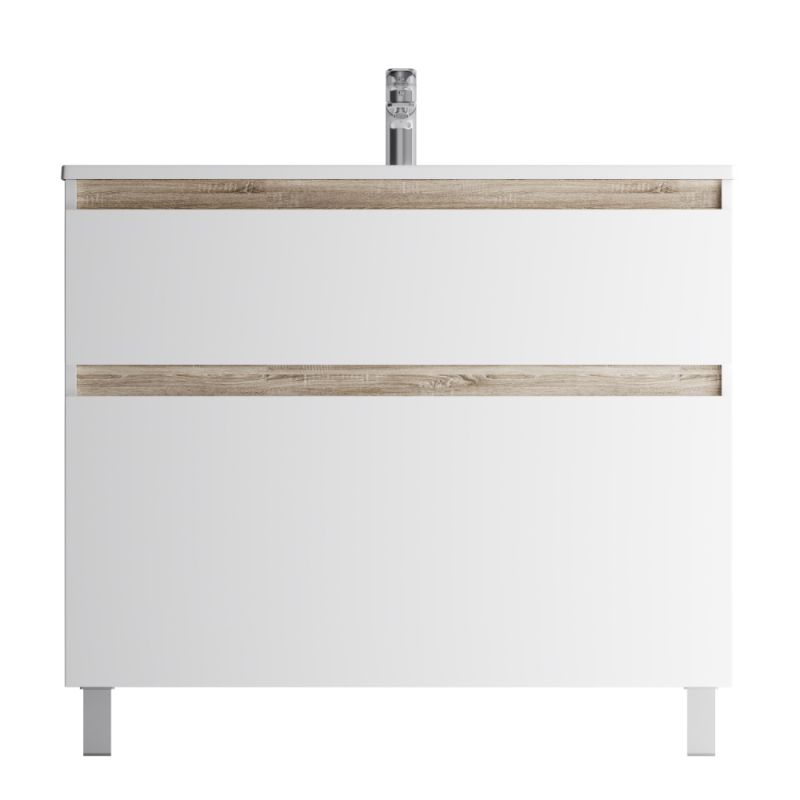 База под раковину AM.PM X-Joy, напольная, 100 см, 2 ящика, белый глянец M85AFSX1002WG