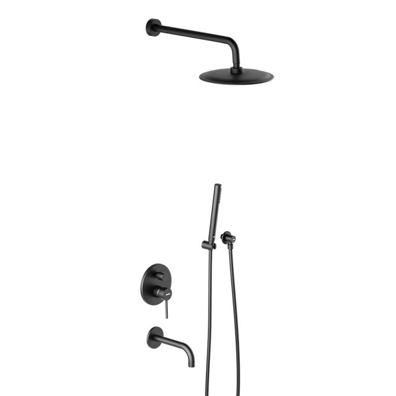 Встраиваемая душевая система  с ванно-душевым смесителем и изливом Damixa Scandinavian Pure 936510300, черный