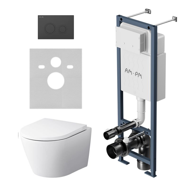 Инсталляция с подвесным унитазом AM.PM ErgoFit Sense FlashClean с сиденьем микролифт и клавишей IS110138.741701