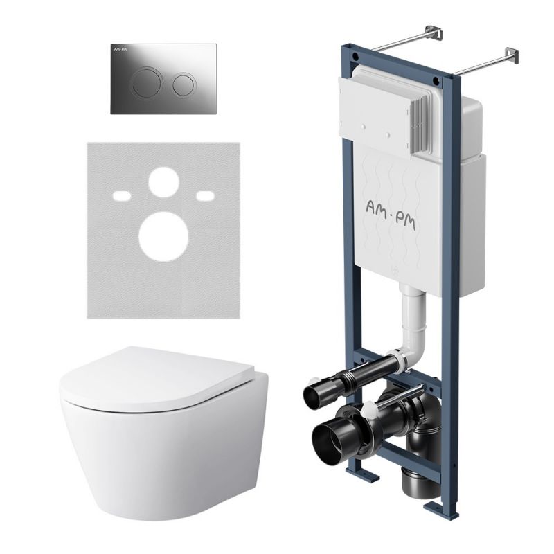 Инсталляция с подвесным унитазом AM.PM ErgoFit Sense FlashClean с сиденьем микролифт и клавишей IS110151.741701