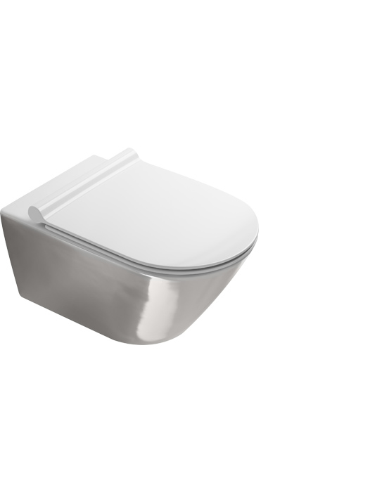 Изображение Безободковый подвесной унитаз Catalano Gold&Silver Zero Argento-Bianco 0111550041 55х35 см