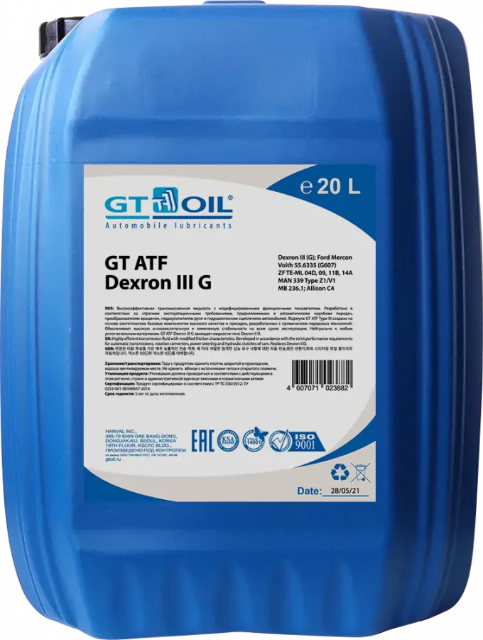 GT Oil ATF Dexron III G, 20л