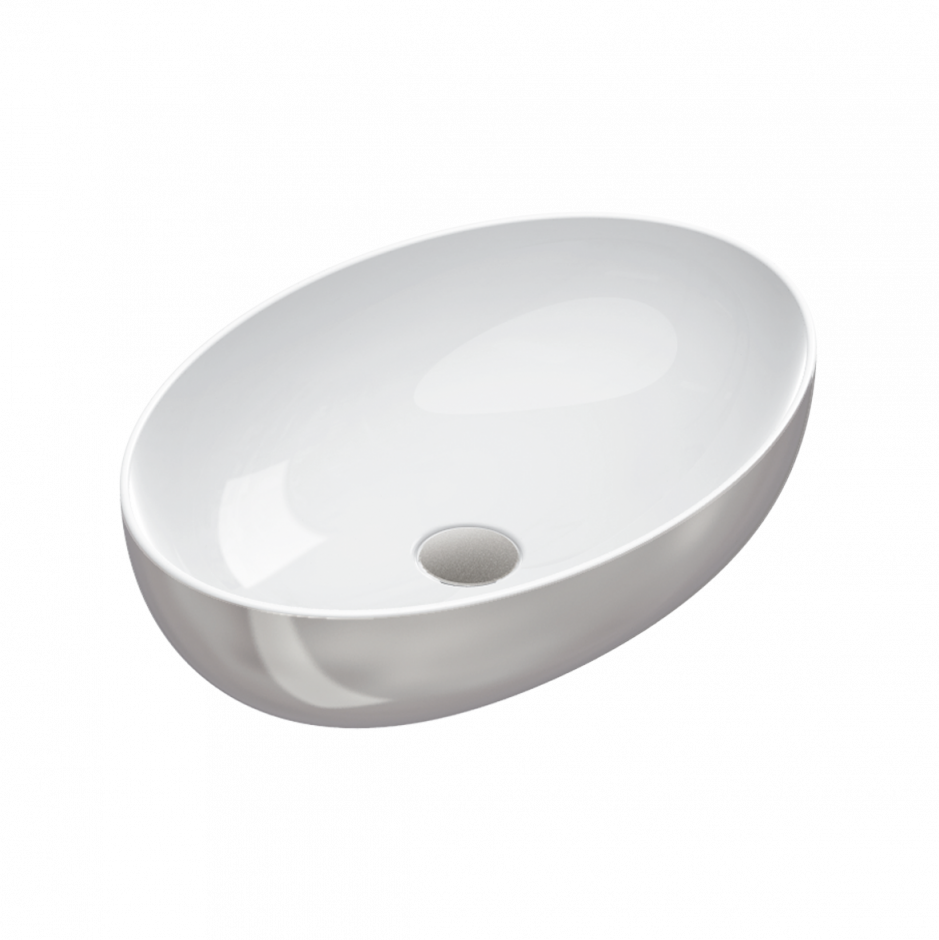 Изображение Раковина накладная Catalano Gold&Silver Sfera Argento-Bianco 0522600041 60x42х16 см без перелива без отв. под смеситель покрытие Cataglaze+