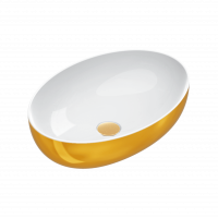 Раковина накладная Catalano Gold&Silver Sfera Oro-Bianco 0522600042 60x42х16 см без перелива без отв. под смеситель покрытие Cataglaze+ схема 1