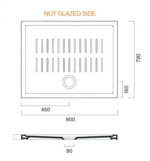 Поддон в душ Catalano из керамики 7440970001 90х72 см схема 2