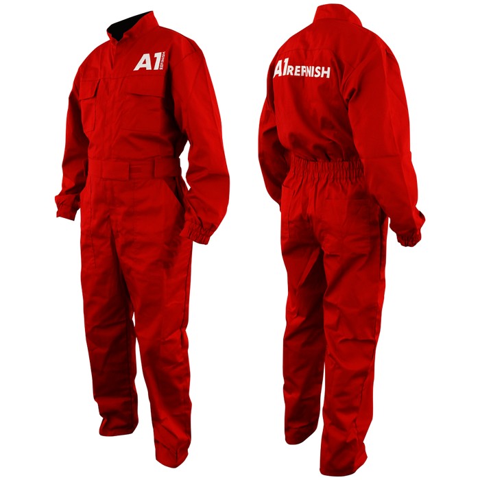A1 refinish Комбинезон технолога, вышивка с логотипом, красный, размер 60-62 рост 182-188