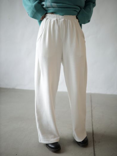 Брюки из конопли молочные с начесом