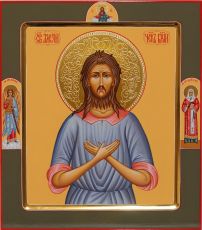 Икона Алексий Человек Божий с предстоящими 27*31см (рукописная с сусальными золотом и чеканкой)