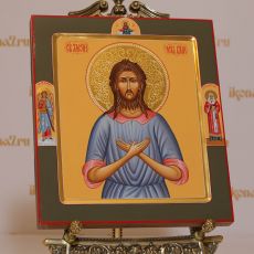 Икона Алексий Человек Божий с предстоящими 27*31см (рукописная с сусальными золотом и чеканкой)