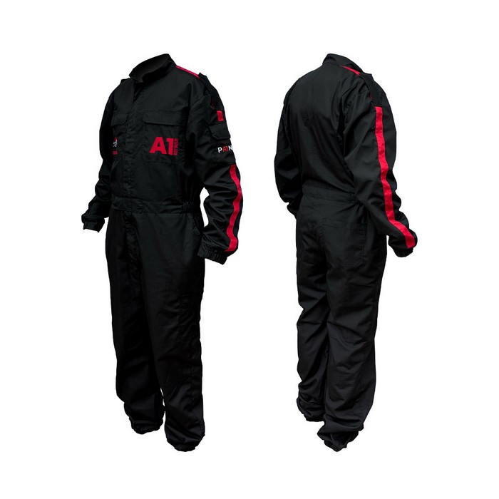 A1 Black Edition Комбинезон технолога, вышивка с логотипом и Kuzov Lab, черный, размер 44-46 рост 170-176