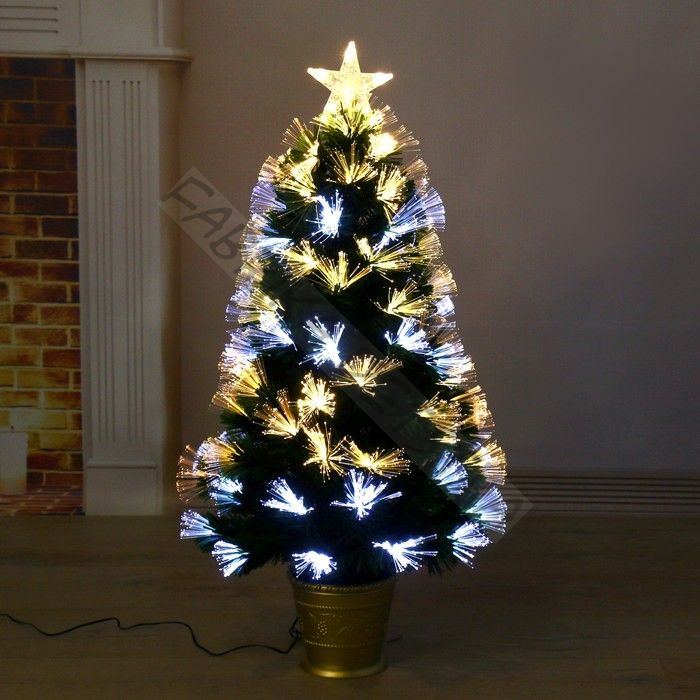 Ёлка светодиодная «Пучок перелив» 90 см, диаметр нижнего яруса 50 см, 80 ПВХ веток, 8 режимов, свечение белое/тёплое белое