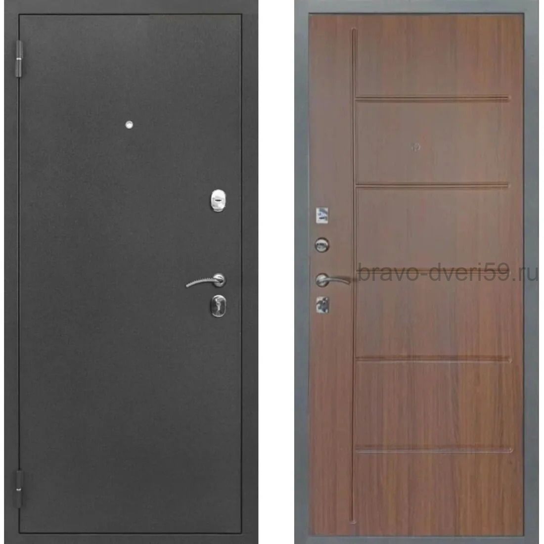Страж 2К Антик серебро/ Орех " входная дверь