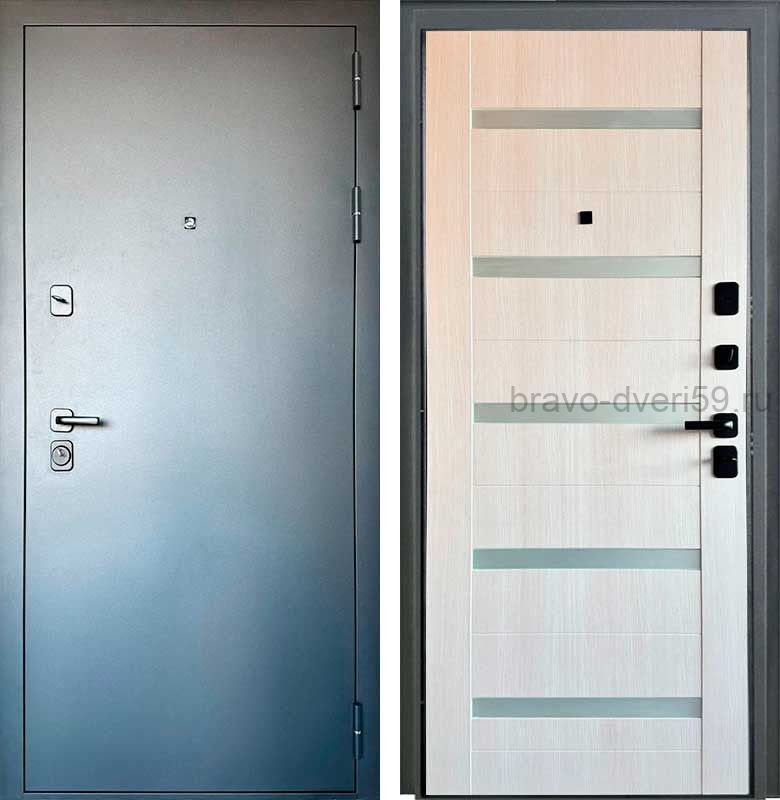 Люкс-4 Pro Графит Лиственница светлая  царга трехконтурная входная дверь