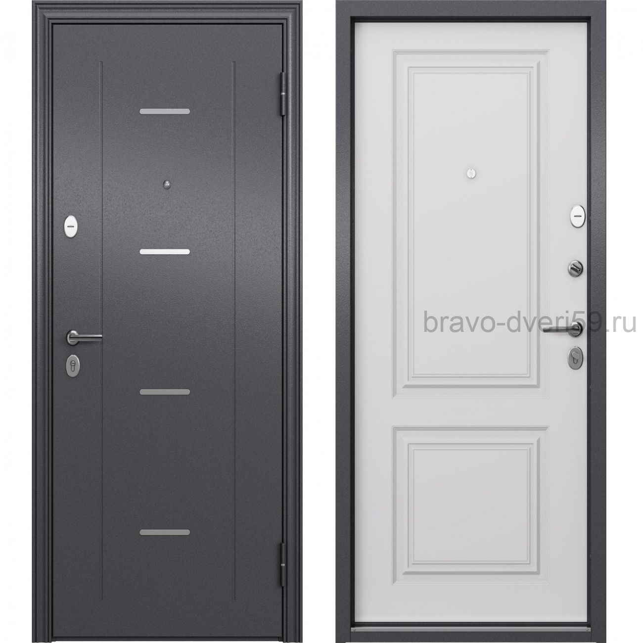 DELTA PRO MP D6-27, букле графит/ПВХ Бьянко квартирная дверь