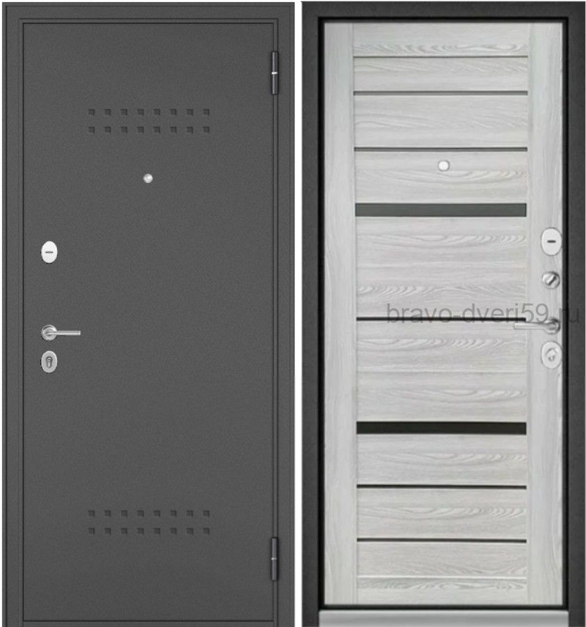 TRUST MASS MP Антрацит букле Ясень ривьера айс стальная дверь