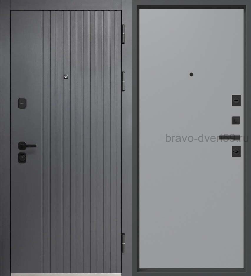 Дверь входная ДС-105  ГрейДарк/Мрамор натур арктик