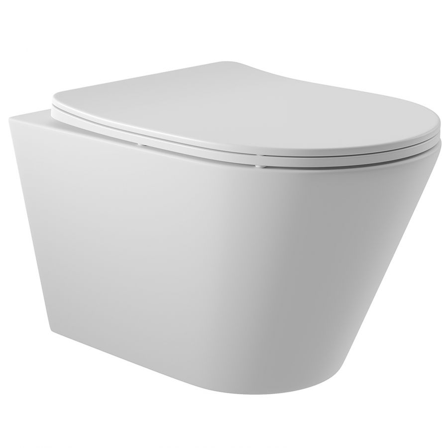 Aqueduto CONE Унитаз подвесной 525*360 безободковый, сиденье с микролифтом, Белый