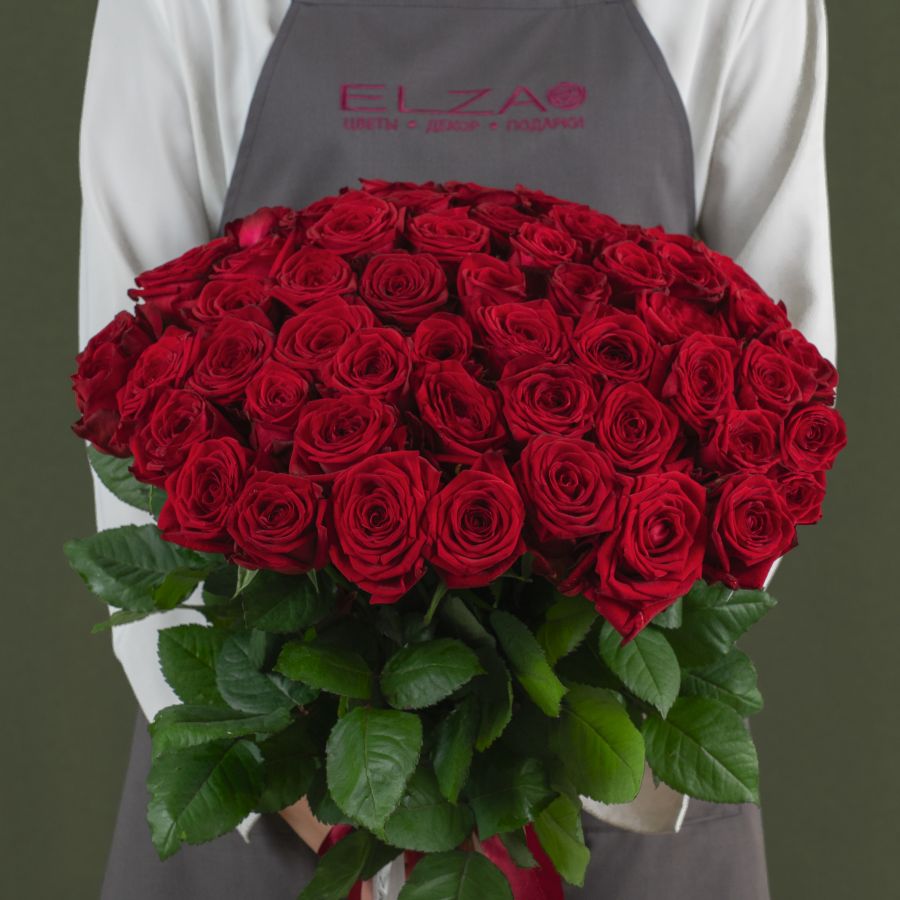 51 красная роза 60 см
