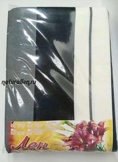 КПБ "Черно-белый" лен 100%  (полуторный)наволочки 50/70