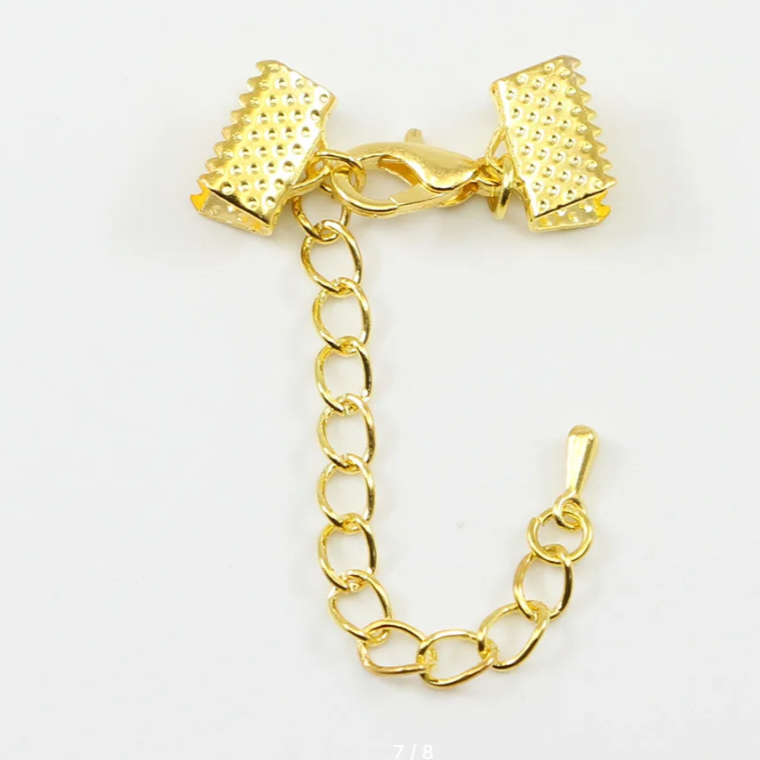 Наконечники для браслета/ колье с карабином и цепочкой удлинителем Золото 2 комплекта Разные размеры AC0653.зол