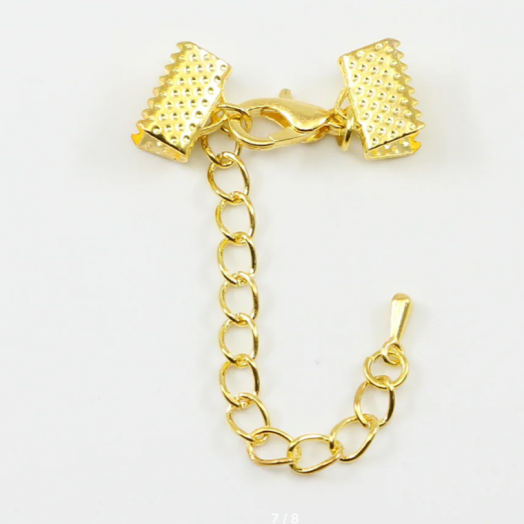 Наконечники для браслета/ колье с карабином и цепочкой удлинителем Золото 2 комплекта Разные размеры AC0653.зол