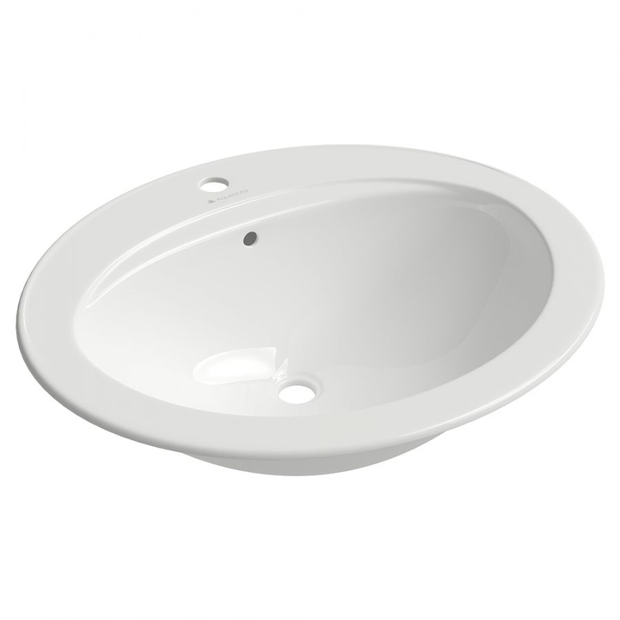 Aqueduto INSERTO Раковина врезная овальная с отверстием под смеситель 560*470, белый глянцевый