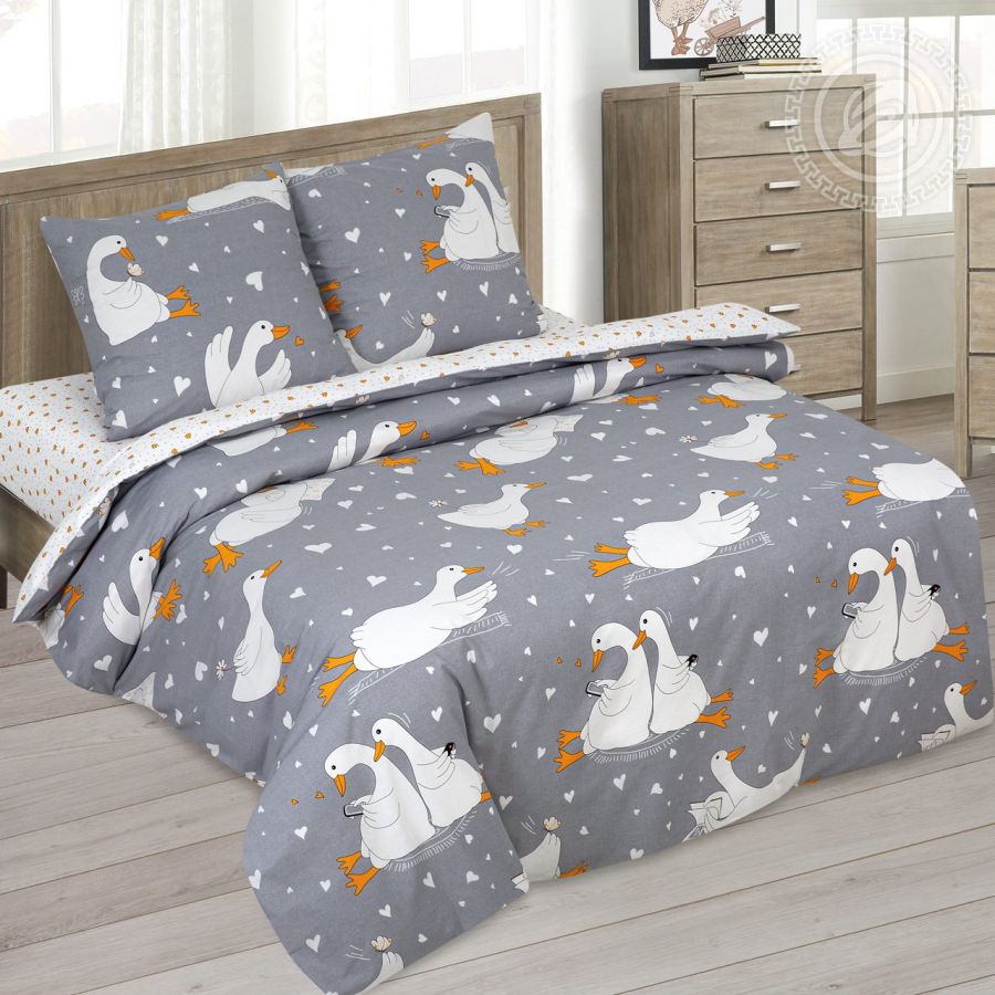 «Гусиные лапки» (DE LUXE) постельное белье Поплин 1.5 спальный