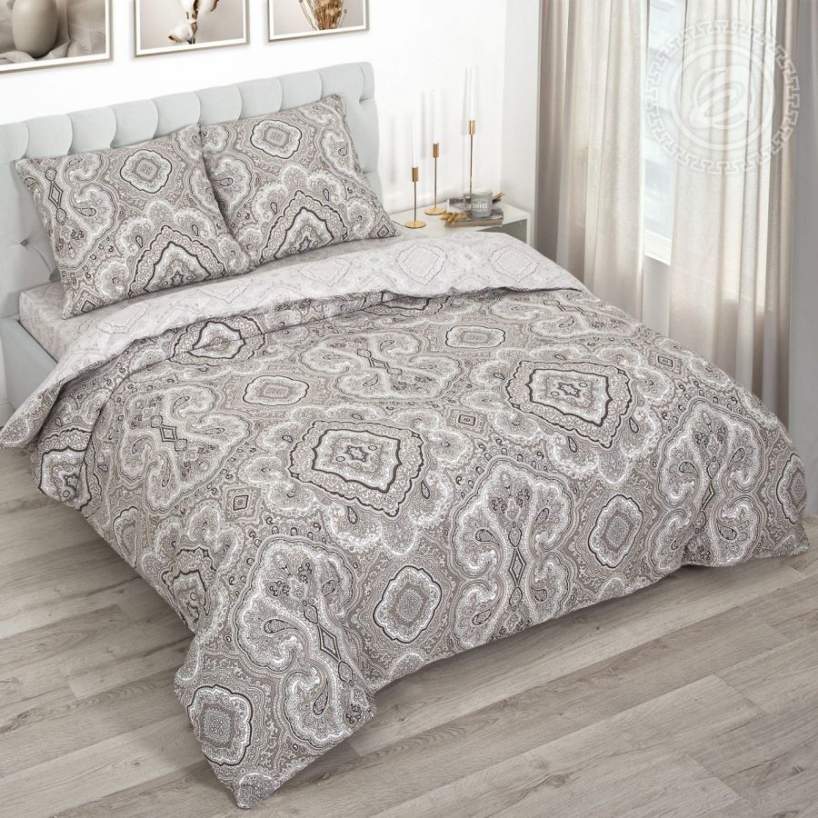 «Элегант» (DE LUXE с простынью на резинке) постельное белье Поплин Евро