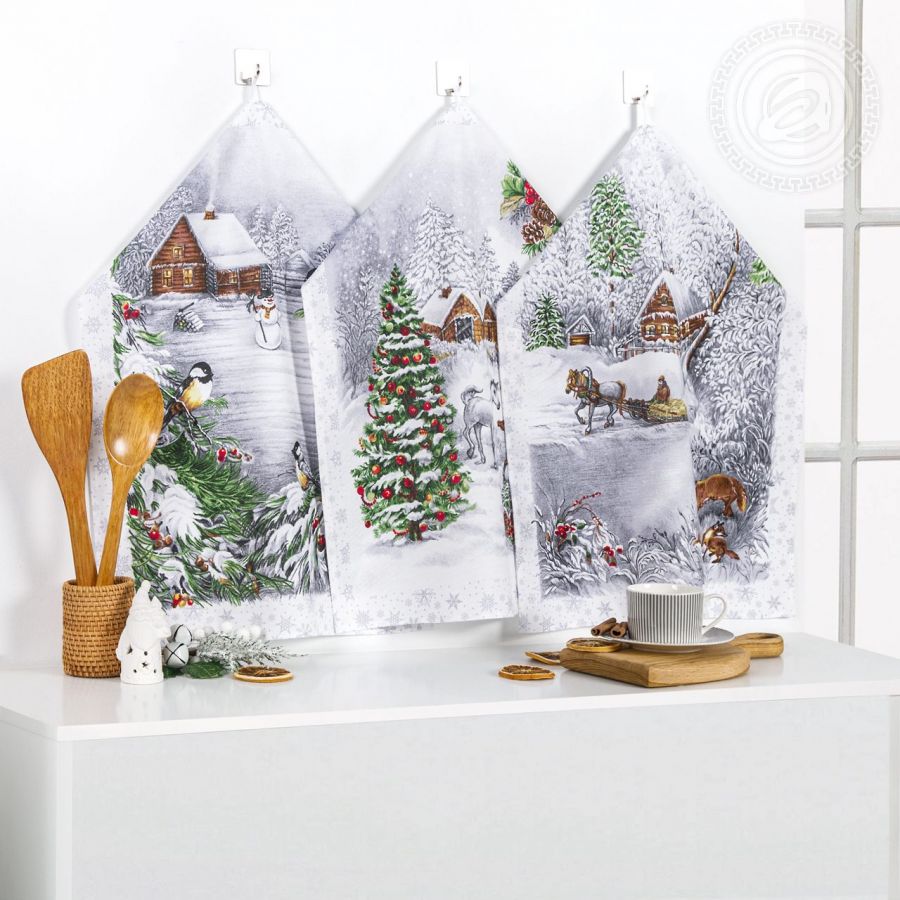 Набор полотенец из рогожки "Студеная пора" (3шт.)