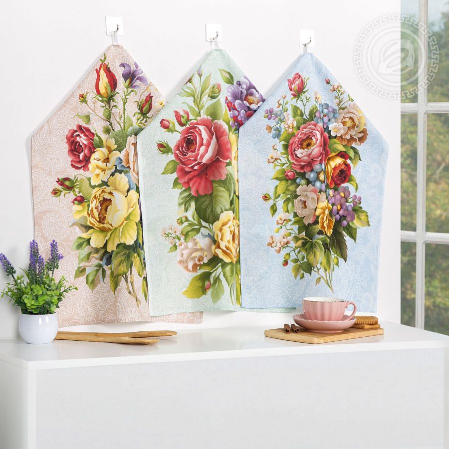 Набор полотенец из рогожки "Пионы" (3шт.)