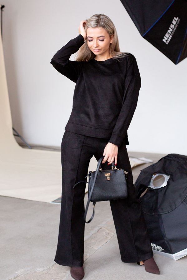 Костюм замшевый брючный 43043 [черный]