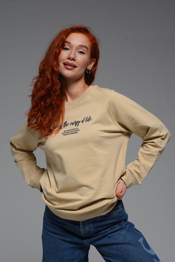8521 Свитшот базовый женский [бежевый+Энергия]