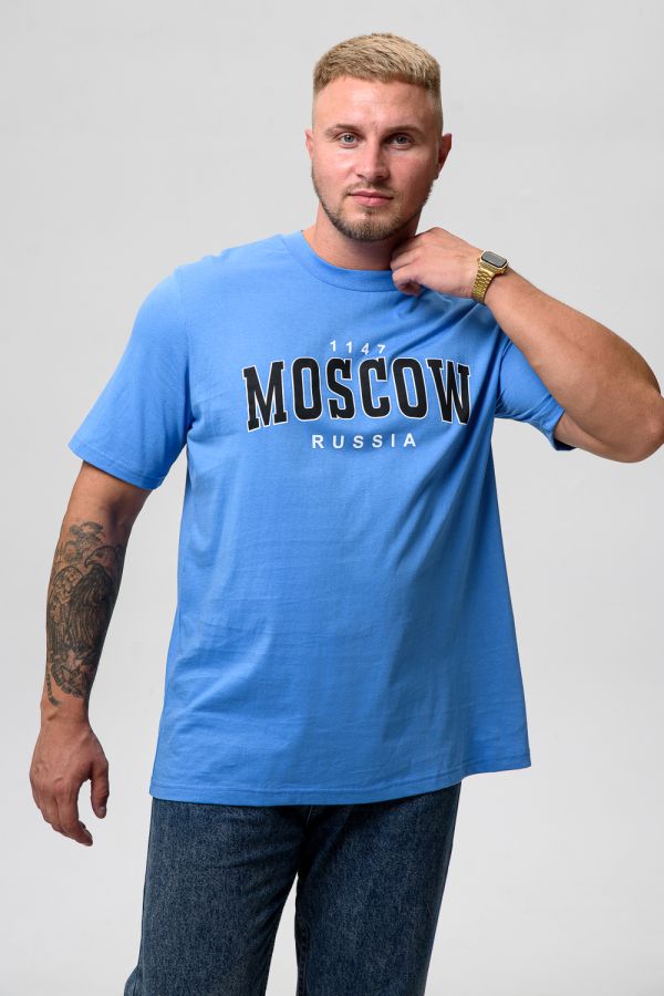 Футболка мужская 8503/1 [голубой+Москва]