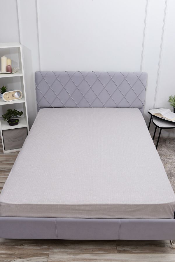 Простыня на резинке поплин Темная ночь 2-компаньон [серый]