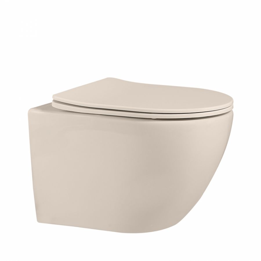 Унитаз ABBER Bequem AC1101MBE подвесной светло-бежевый матовый, безободковый