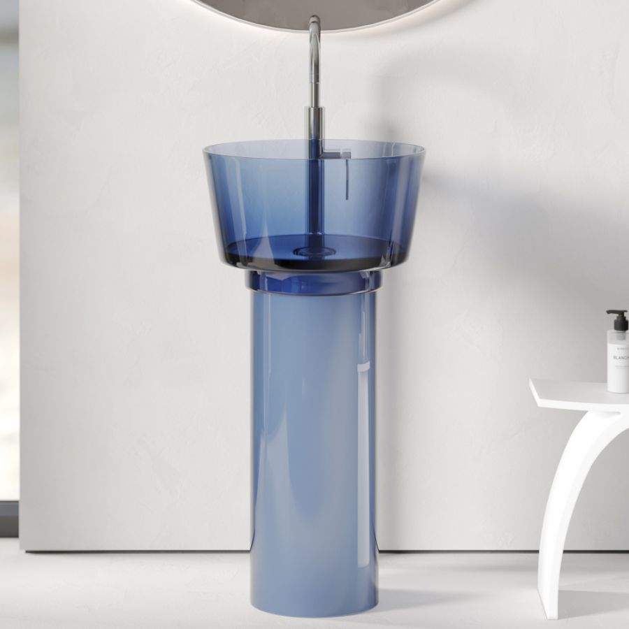 Раковина отдельностоящая прозрачная ABBER Kristall AT2702Saphir синяя