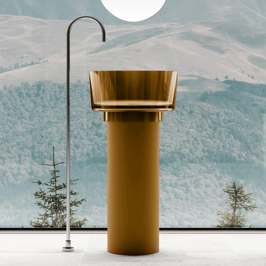 Раковина отдельностоящая прозрачная ABBER Kristall AT2702Vesuvian-H оливковая