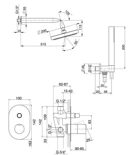 Душевая система Flaminia FL2550 схема 2