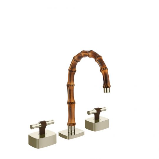 Смеситель для раковины Gessi Jacqueline 77013 с низким изливом и металлическим Т-образным вентилем на 3 отверстия схема 7