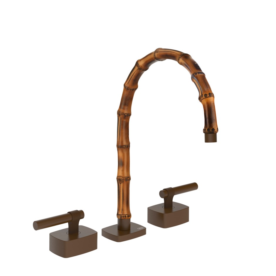 Смеситель для раковины Gessi Jacqueline 77015 со средним изливом и металлическим Г-образным вентилем на 3 отверстия