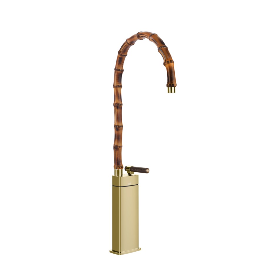 Смеситель для раковины Gessi Jacqueline 77209 высокий с высоким поворотным изливом и вентилем под дерево ФОТО