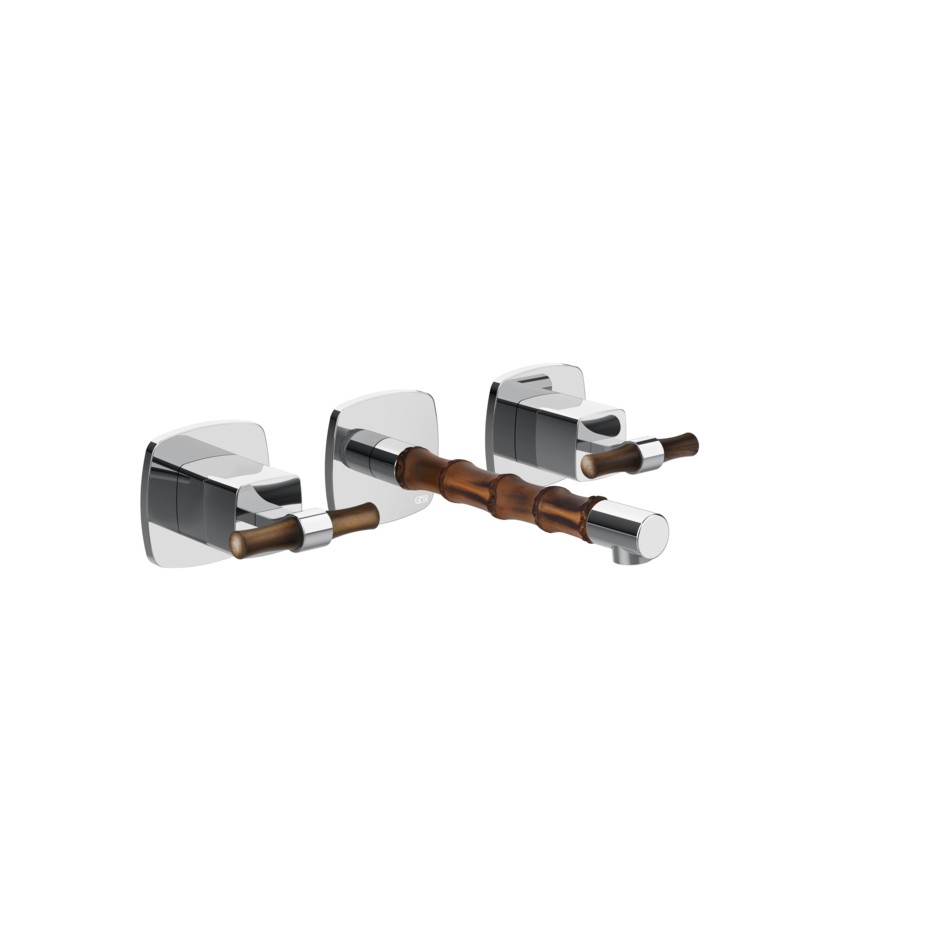 Смеситель для раковины встраиваемый Gessi Jacqueline 77291 на 3 отверстия с Т-образным вентилем под дерево