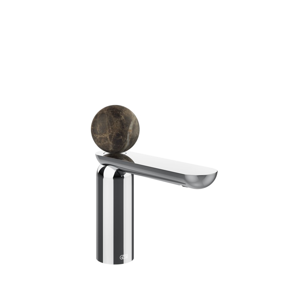 Смеситель для раковины Gessi Perle 74102 низкий с вентилем из мрамора Emperador Dark без донного клапана ФОТО