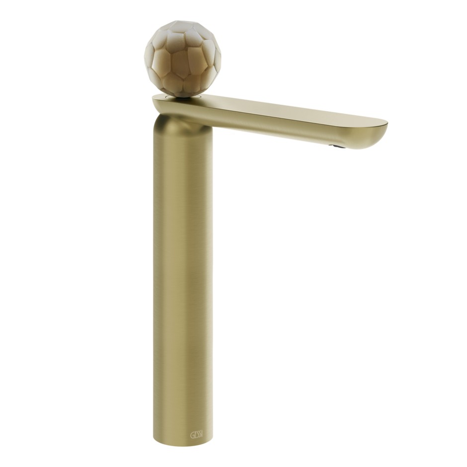 Смеситель для раковины Gessi Perle 74404 высокий без донного клапана с вентилем из из муранского стекла Battuto ФОТО