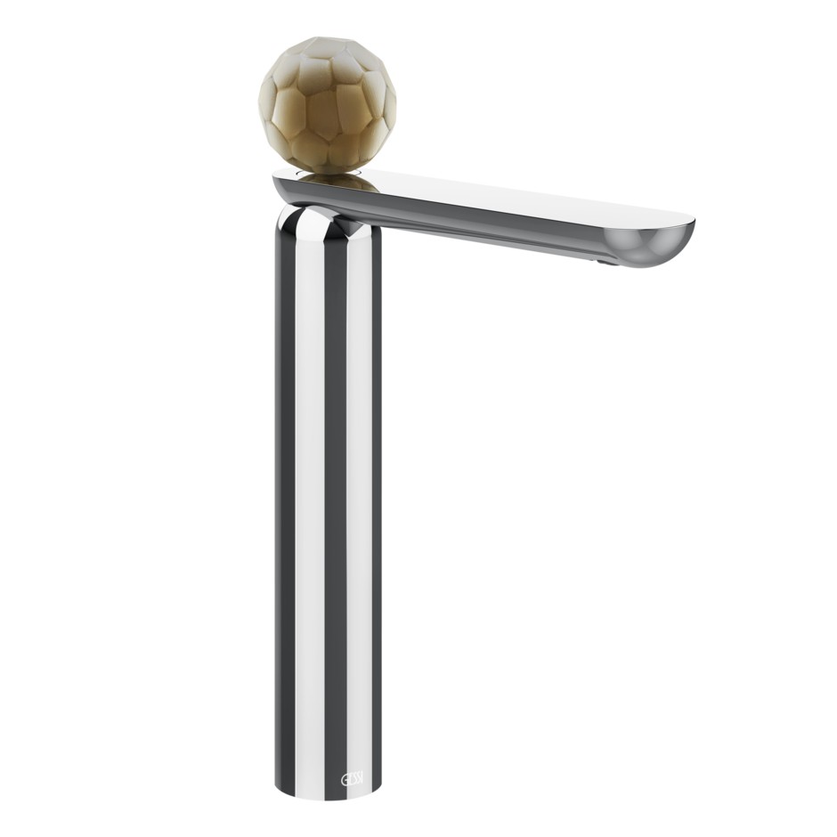 Смеситель для раковины Gessi Perle 74404 высокий без донного клапана с вентилем из из муранского стекла Battuto ФОТО