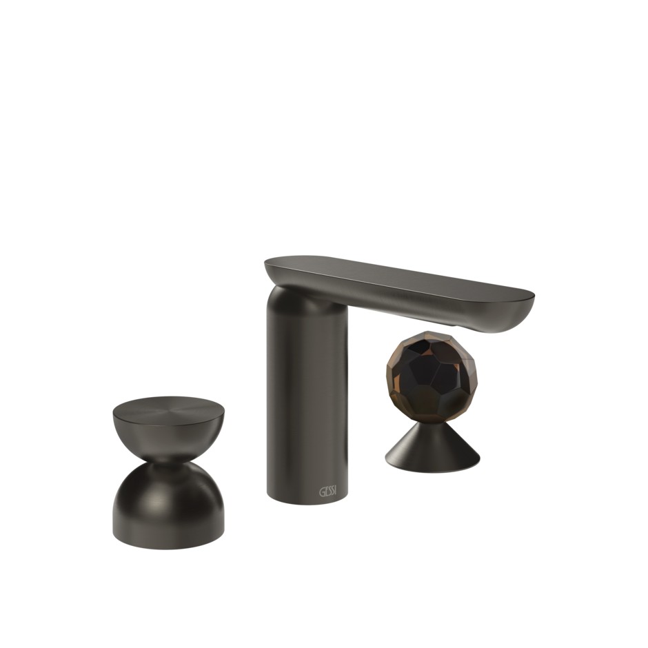 Изображение Смеситель для раковины Gessi Perle 74928 без донного клапана с металлическим вентилем-полусферой и вентилем-сферой из муранского стекла Sfaccettato