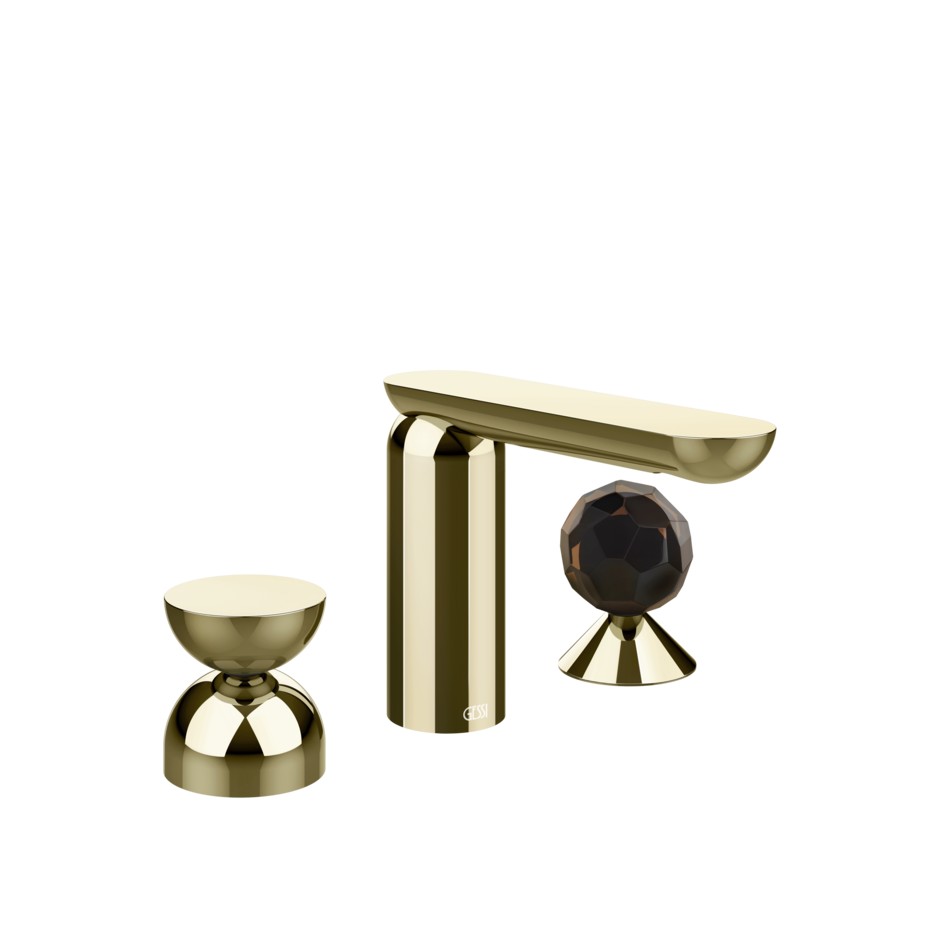 Смеситель для раковины Gessi Perle 74928 без донного клапана с металлическим вентилем-полусферой и вентилем-сферой из муранского стекла Sfaccettato ФОТО