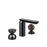 Смеситель для раковины Gessi Perle 74918 без донного клапана с металлическим вентилем-полусферой и вентилем-сферой из мрамора Emperador Dark схема 3
