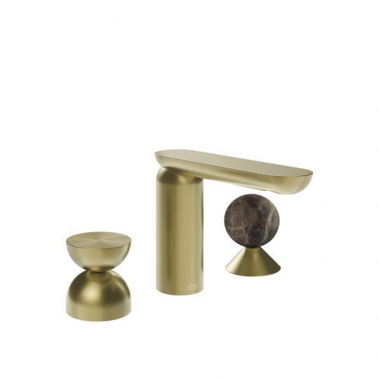 Смеситель для раковины Gessi Perle 74918 без донного клапана с металлическим вентилем-полусферой и вентилем-сферой из мрамора Emperador Dark схема 5